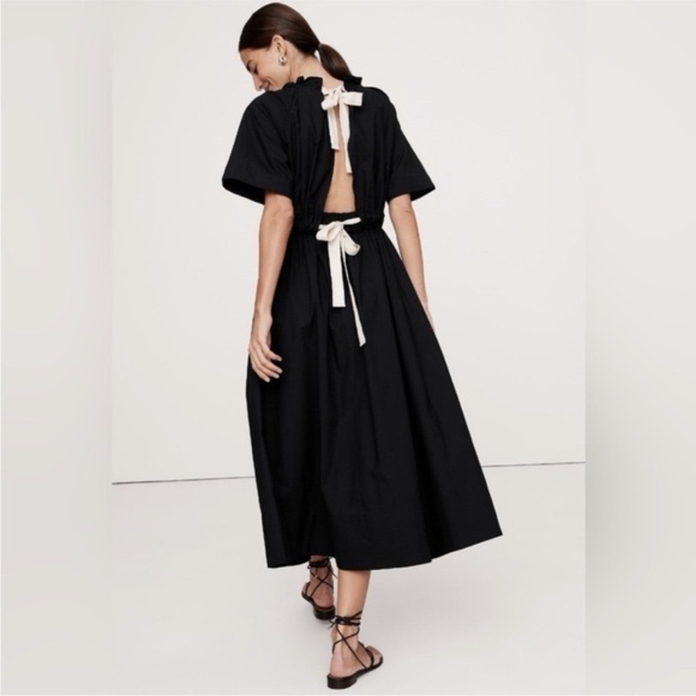Banana Republic Poplin Black Dress with Open Back